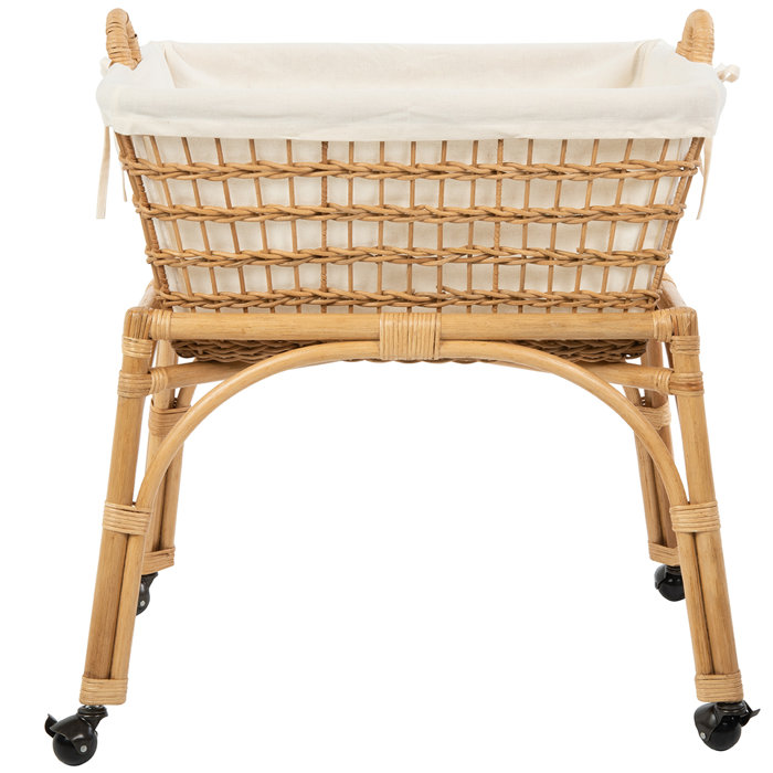 Kouboo Rectangular Rolling Wicker Laundry Basket & Hamper With Cotton Liner And Stand Wayfair